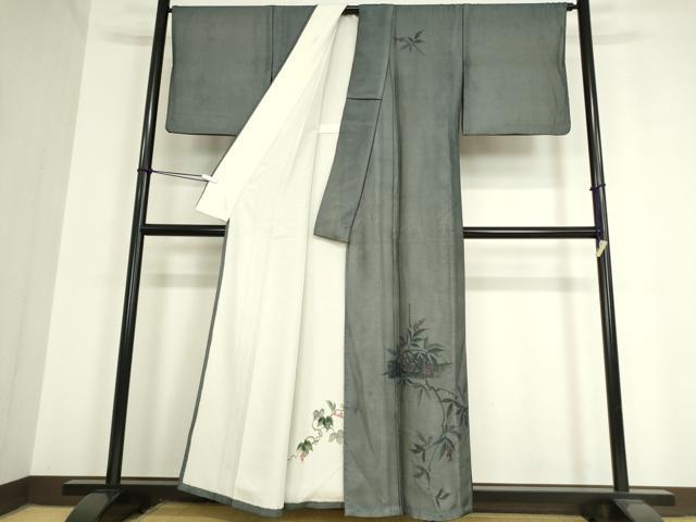 平和屋着物▽訪問着 無双 紗袷 紗×絽 南天枝葉文 正絹 逸品 DAAV5435az