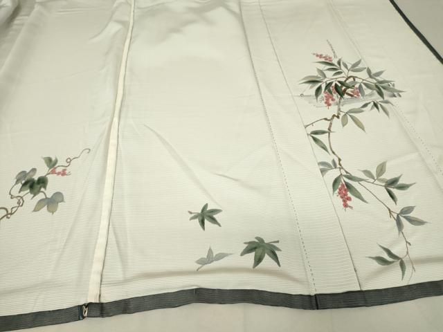 平和屋着物▽訪問着 無双 紗袷 紗×絽 南天枝葉文 正絹 逸品 DAAV5435az