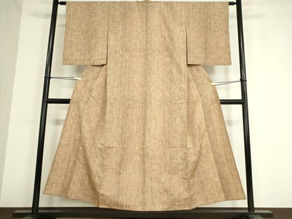 平和屋着物▽上質な紬 単衣 絣横段文 正絹 逸品 DAAV5436az