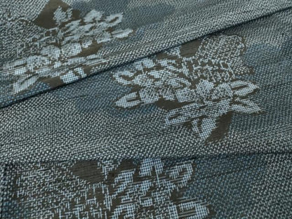 平和屋着物▽上質な紬 単衣 草花文 正絹 逸品 DAAV5441az