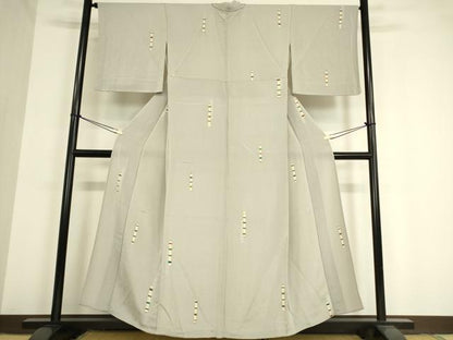 平和屋着物▽上質な小紋　単衣　吉祥柄　金彩　鬼しぼ縮緬　正絹　逸品　DAAV5442az