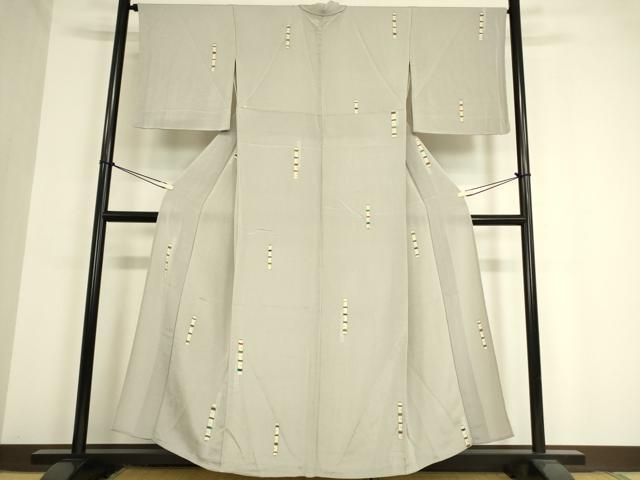 平和屋着物▽上質な小紋　単衣　吉祥柄　金彩　鬼しぼ縮緬　正絹　逸品　DAAV5442az