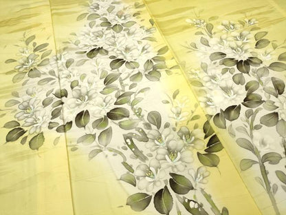 平和屋着物▽訪問着　単衣　草花文　手描き　暈し染め　正絹　逸品　DAAV5443az