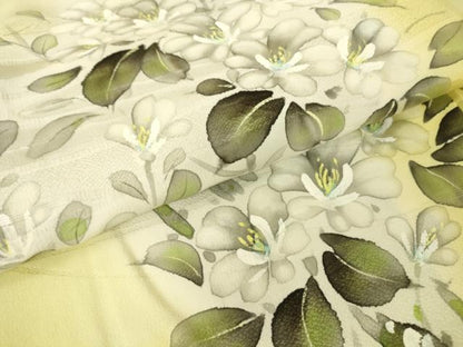 平和屋着物▽訪問着　単衣　草花文　手描き　暈し染め　正絹　逸品　DAAV5443az