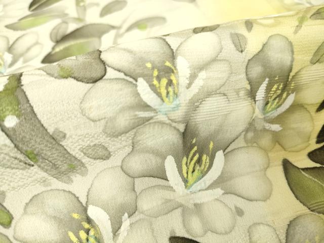 平和屋着物▽訪問着　単衣　草花文　手描き　暈し染め　正絹　逸品　DAAV5443az