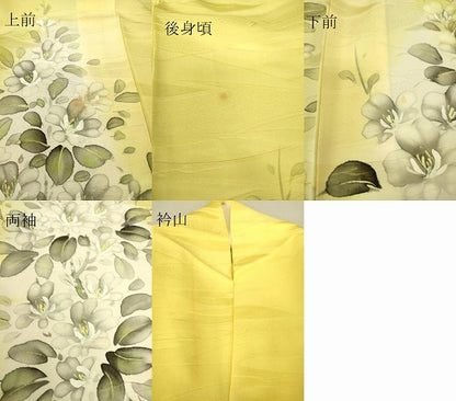 平和屋着物▽訪問着　単衣　草花文　手描き　暈し染め　正絹　逸品　DAAV5443az