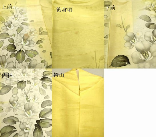 平和屋着物▽訪問着　単衣　草花文　手描き　暈し染め　正絹　逸品　DAAV5443az