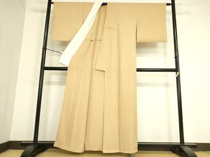 平和屋着物▽上質な色無地 単衣 紗綾型地紋 雄黄色 正絹 逸品 DAAV5444az