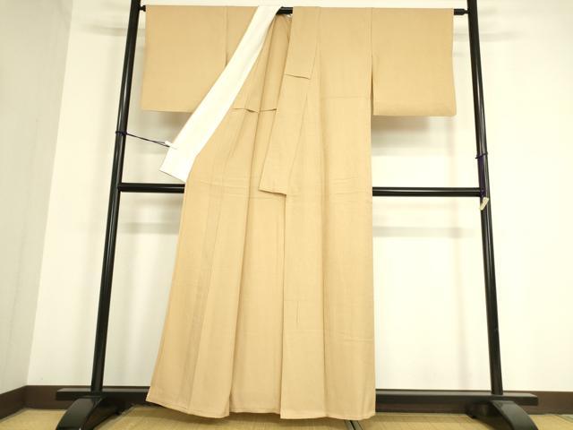 平和屋着物▽上質な色無地 単衣 紗綾型地紋 雄黄色 正絹 逸品 DAAV5444az