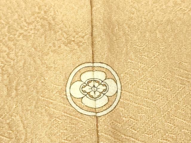 平和屋着物▽上質な色無地 単衣 紗綾型地紋 雄黄色 正絹 逸品 DAAV5444az