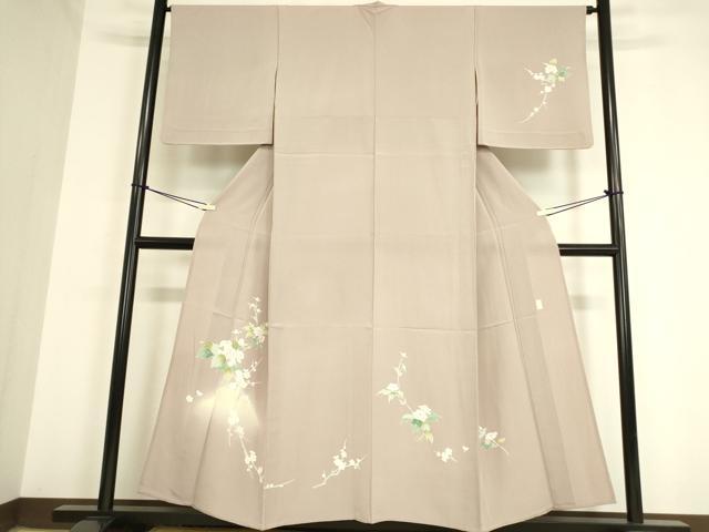 平和屋着物▽訪問着 単衣 友禅 作家物 枝梅牡丹文 暈し染め 正絹 逸品 DAAV5445az