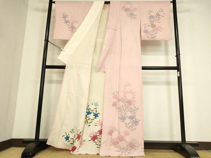 平和屋着物▽訪問着　無双　紗袷　紗×絽　草花文　正絹　逸品　DAAV5448az
