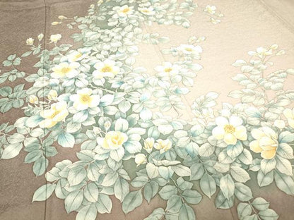 平和屋着物▽訪問着 単衣 作家物 草花文 手描き 正絹 逸品 DAAV5449az