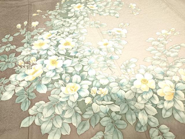 平和屋着物▽訪問着 単衣 作家物 草花文 手描き 正絹 逸品 DAAV5449az
