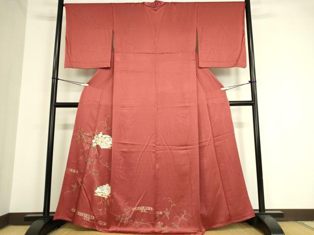 平和屋着物▽訪問着 単衣 地紙花文 金彩 正絹 逸品 DAAV5451az