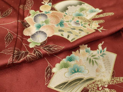 平和屋着物▽訪問着 単衣 地紙花文 金彩 正絹 逸品 DAAV5451az