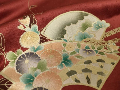 平和屋着物▽訪問着 単衣 地紙花文 金彩 正絹 逸品 DAAV5451az