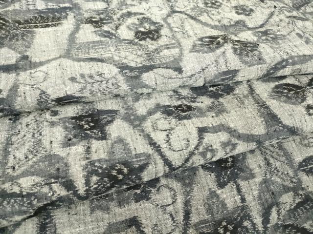 平和屋着物▽上質な紬 単衣 風景花文 正絹 逸品 DAAV5529az