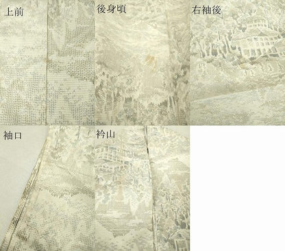 平和屋着物▽上質な紬 単衣 風景文 正絹 逸品 DAAV5530az