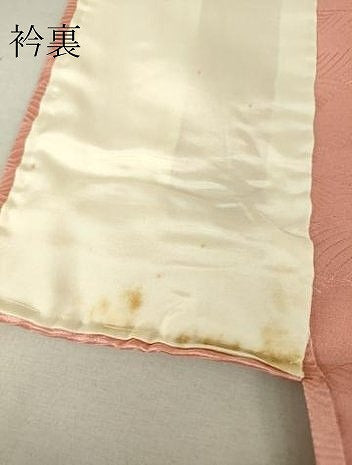 平和屋着物▽上質な色無地 単衣 立波地紋 薄紅色 正絹 逸品