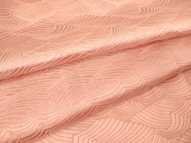 平和屋着物▽上質な色無地 単衣 立波地紋 薄紅色 正絹 逸品