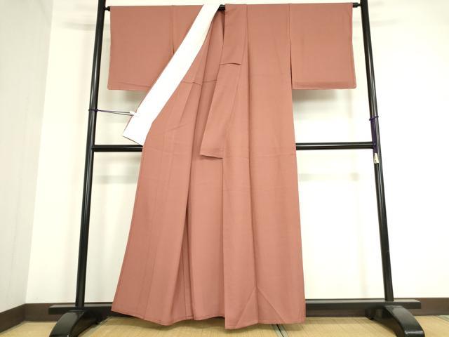 平和屋着物▽上質な色無地　単衣　真赭色　正絹　逸品　未使用　DAAV5538az