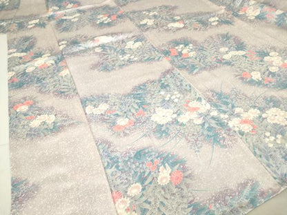 平和屋着物▽上質な小紋　単衣　草花文　正絹　逸品　DAAV5543az