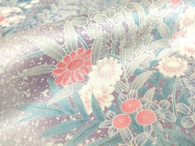 平和屋着物▽上質な小紋　単衣　草花文　正絹　逸品　DAAV5543az