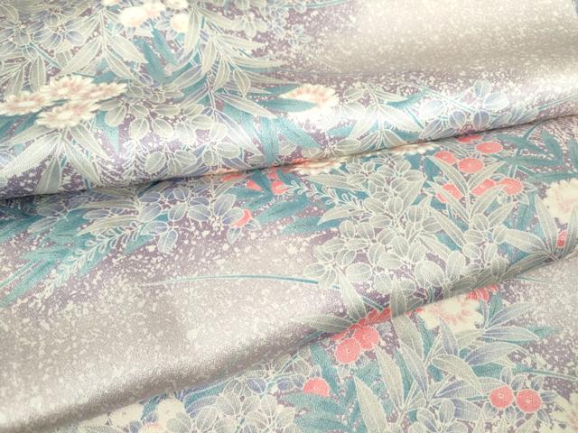 平和屋着物▽上質な小紋　単衣　草花文　正絹　逸品　DAAV5543az