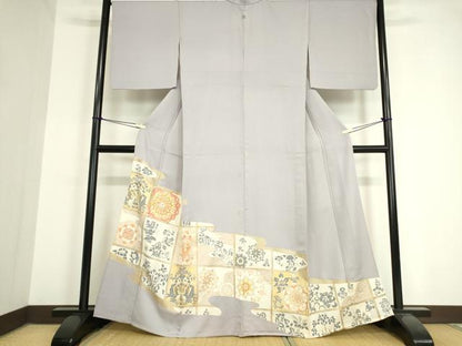 平和屋着物▽豪華色留袖 単衣 駒刺繍 正倉院天井花文 金彩 正絹 逸品 DAAV5544az