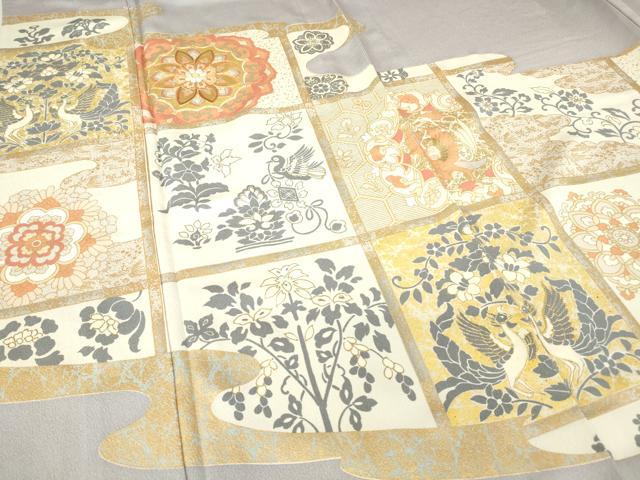 平和屋着物▽豪華色留袖 単衣 駒刺繍 正倉院天井花文 金彩 正絹 逸品 DAAV5544az