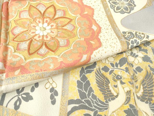 平和屋着物▽豪華色留袖 単衣 駒刺繍 正倉院天井花文 金彩 正絹 逸品 DAAV5544az