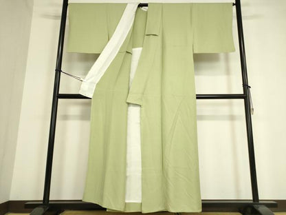 平和屋着物▽上質な色無地 単衣 裏葉柳色 正絹 逸品 DAAV5547az