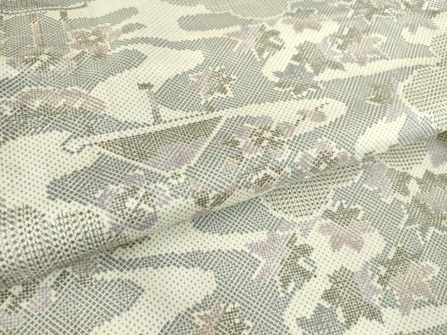 平和屋着物▽本場染大島紬　単衣　雲取り風景文　正絹　逸品　DAAV5549az
