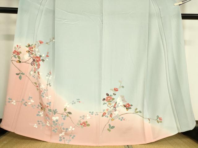 平和屋着物▽訪問着　単衣　友禅　束ね熨斗花文　暈し染め　正絹　逸品　DAAV5553az