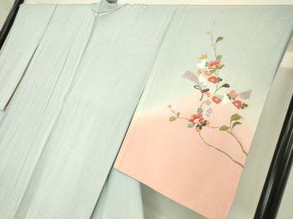 平和屋着物▽訪問着　単衣　友禅　束ね熨斗花文　暈し染め　正絹　逸品　DAAV5553az