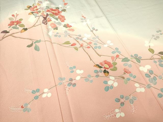 平和屋着物▽訪問着　単衣　友禅　束ね熨斗花文　暈し染め　正絹　逸品　DAAV5553az