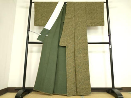 平和屋着物▽上質な小紋　単衣　型染め　風景花文　正絹　逸品　未使用　DAAV5554az