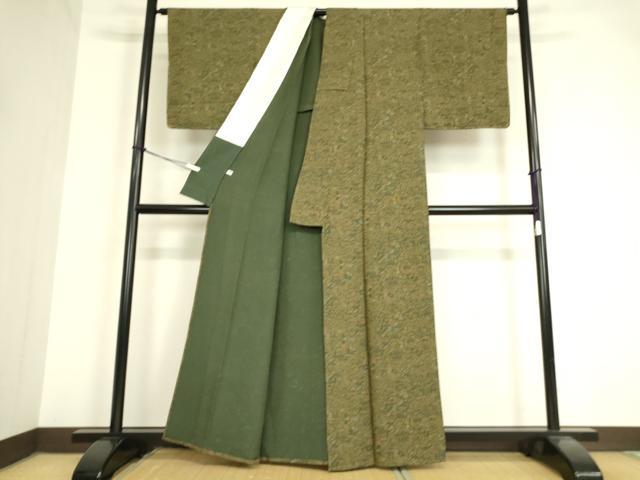 平和屋着物▽上質な小紋　単衣　型染め　風景花文　正絹　逸品　未使用　DAAV5554az