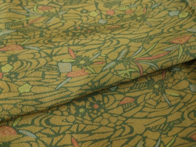 平和屋着物▽上質な小紋　単衣　型染め　風景花文　正絹　逸品　未使用　DAAV5554az