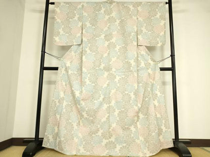 平和屋着物▽本塩沢 単衣 菊尽くし 正絹 逸品 DAAV5555az