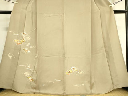 平和屋着物▽銀座きしや　訪問着　単衣　駒刺繍　宝尽くし零れ松葉文　金彩　正絹　逸品　DAAV5556az