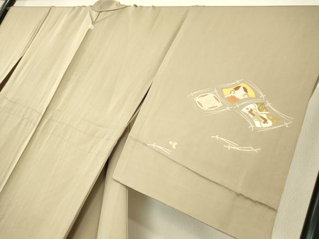 平和屋着物▽銀座きしや　訪問着　単衣　駒刺繍　宝尽くし零れ松葉文　金彩　正絹　逸品　DAAV5556az