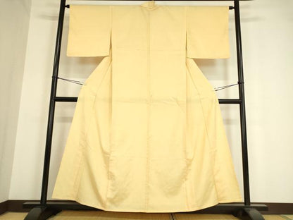 平和屋着物▽上質な紬　単衣　香色　正絹　逸品　DAAV5557az