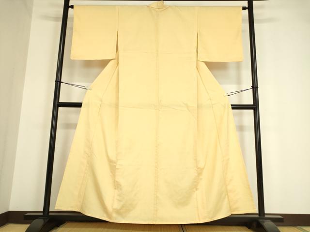 平和屋着物▽上質な紬　単衣　香色　正絹　逸品　DAAV5557az