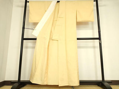 平和屋着物▽上質な紬　単衣　香色　正絹　逸品　DAAV5557az