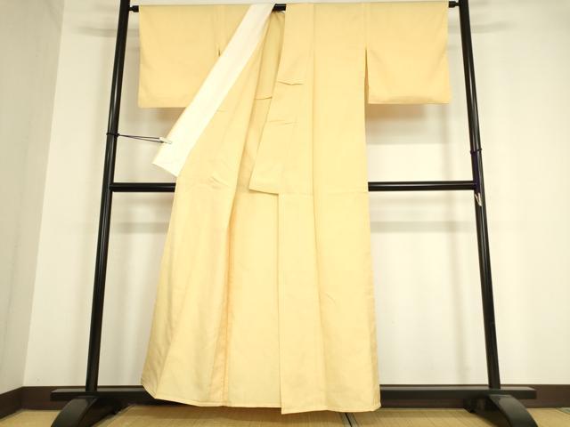 平和屋着物▽上質な紬　単衣　香色　正絹　逸品　DAAV5557az