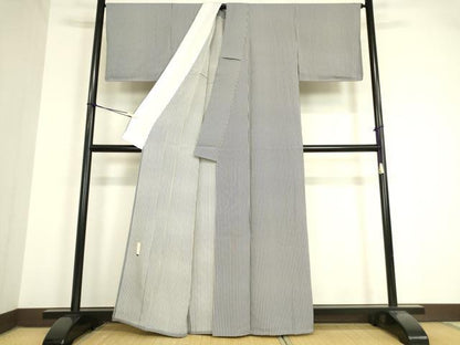 平和屋着物▽江戸小紋 単衣 作家物 伊勢型彫 子持ち縞 正絹 逸品 DAAV5558az