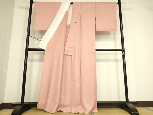 平和屋着物▽上質な小紋　単衣　絞り　箔散らし　正絹　逸品　未使用　DAAV5559az