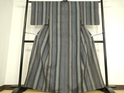 平和屋着物▽上質な紬 単衣 間道 正絹 逸品 DAAV5560az